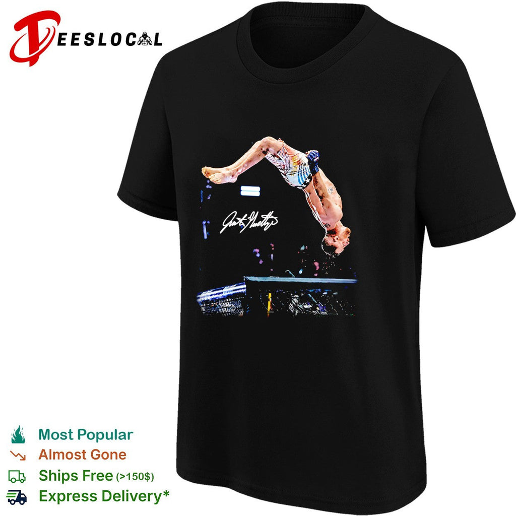MMA fighter signature backflip aerial arena celebration photo art shirt Unisex