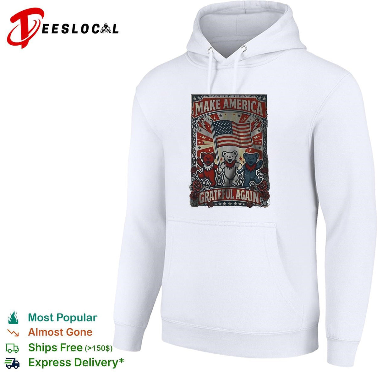 Make America grateful again bears flag roses vintage poster shirt Unisex