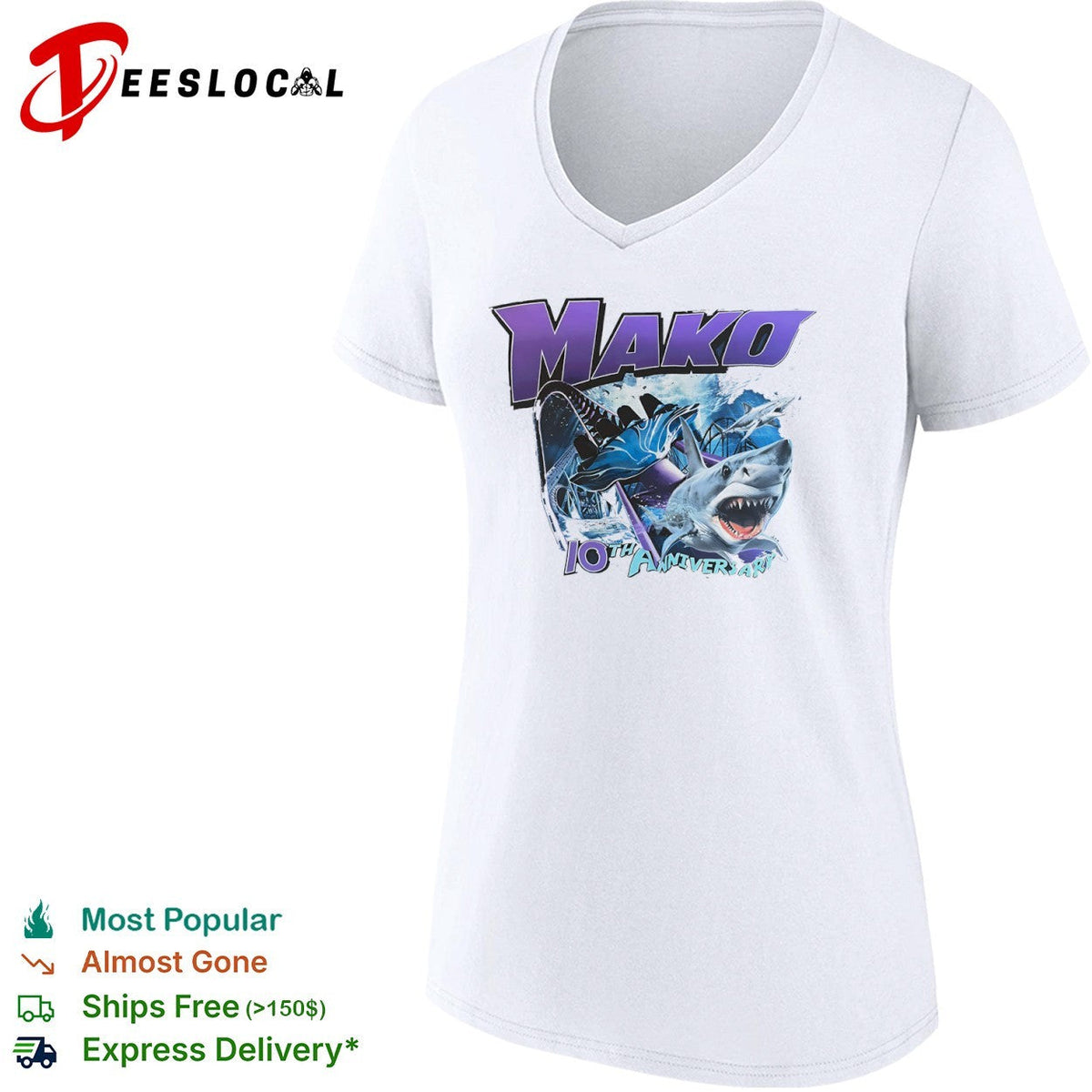 Mako 10th Anniversary SeaWorld Roller Coaster Shark Underwater Ocean Theme shirt Unisex
