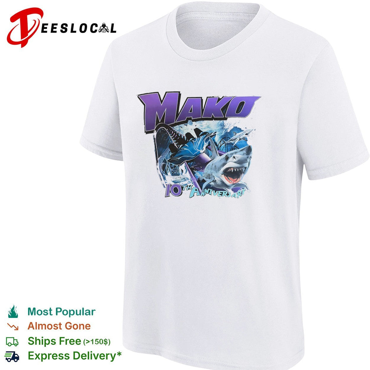 Mako 10th Anniversary SeaWorld Roller Coaster Shark Underwater Ocean Theme shirt Unisex