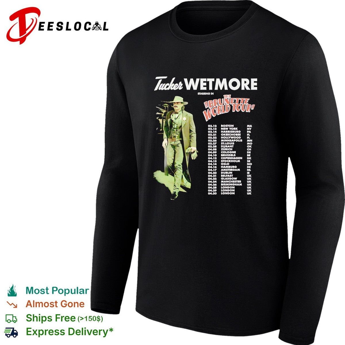 Male country singer Brunette World Tour 2025 concert city dates list dark shirt Unisex