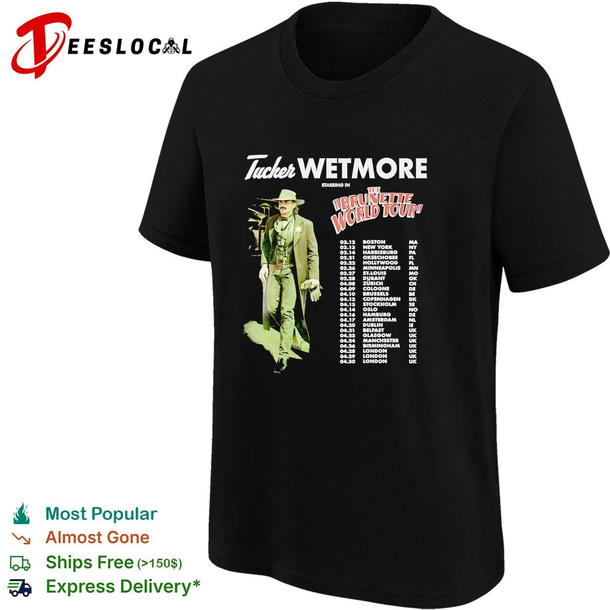 Male country singer Brunette World Tour 2025 concert city dates list dark shirt Unisex