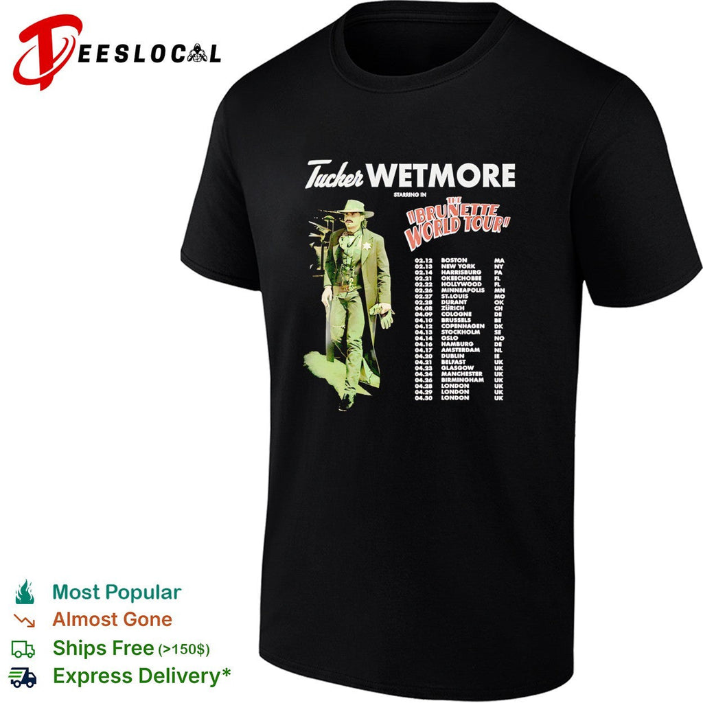 Male country singer Brunette World Tour 2025 concert city dates list dark shirt Unisex