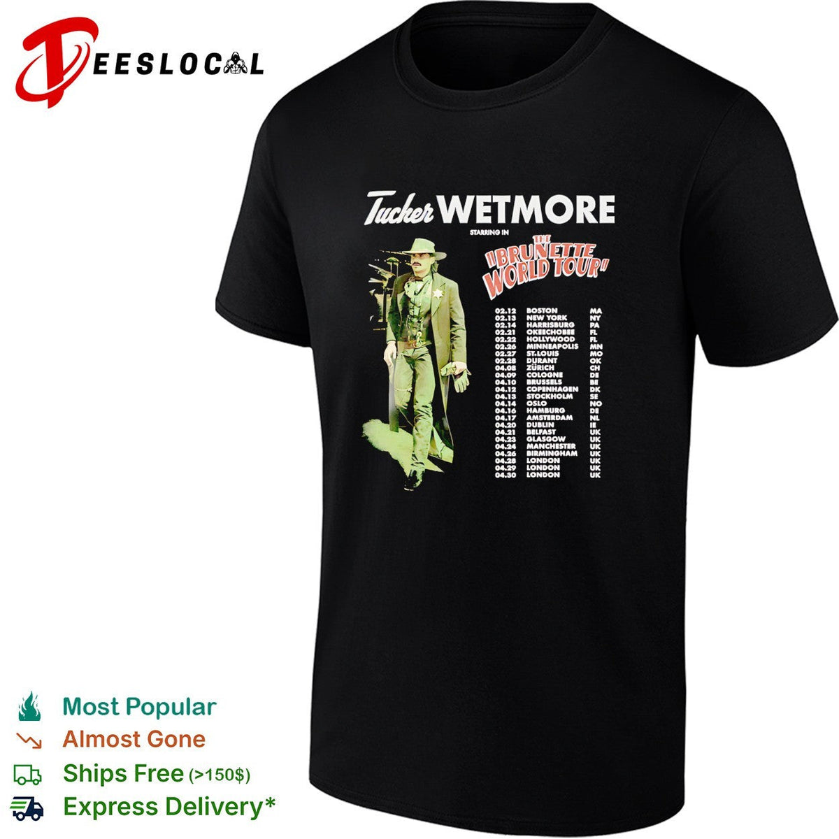 Male country singer Brunette World Tour 2025 concert city dates list dark shirt Unisex