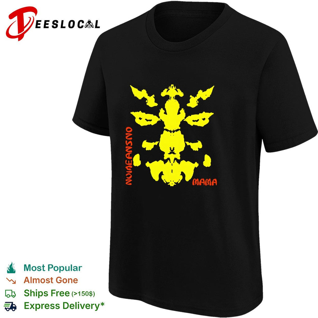 Mama Rorschach inkblot symmetry yellow black bold art shirt Unisex