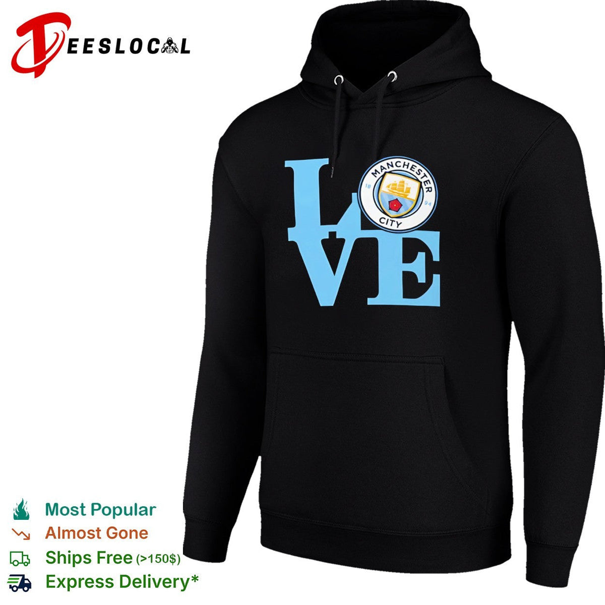 Manchester City LOVE Logo Soccer Fan Apparel Premier League Football Club shirt Unisex