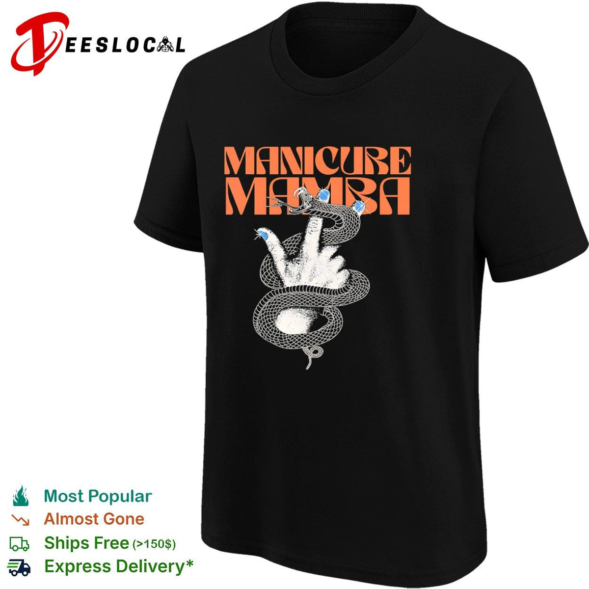 Manicure Mamba snake hand nail shirt Unisex