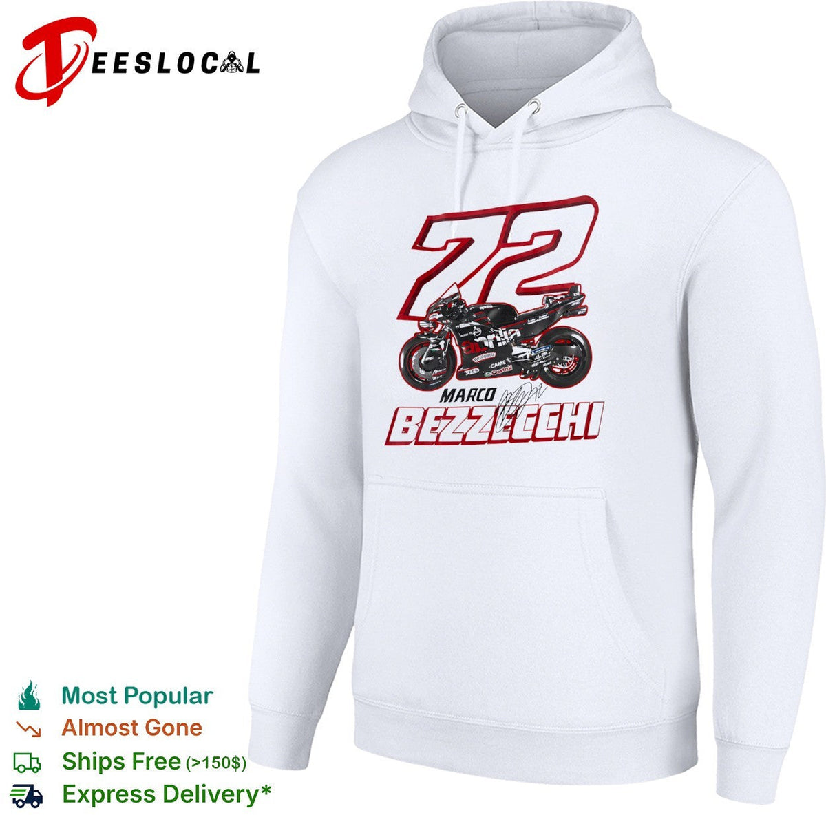 Marco Bezzecchi 72 Aprilia MotoGP Racing signature shirt Unisex