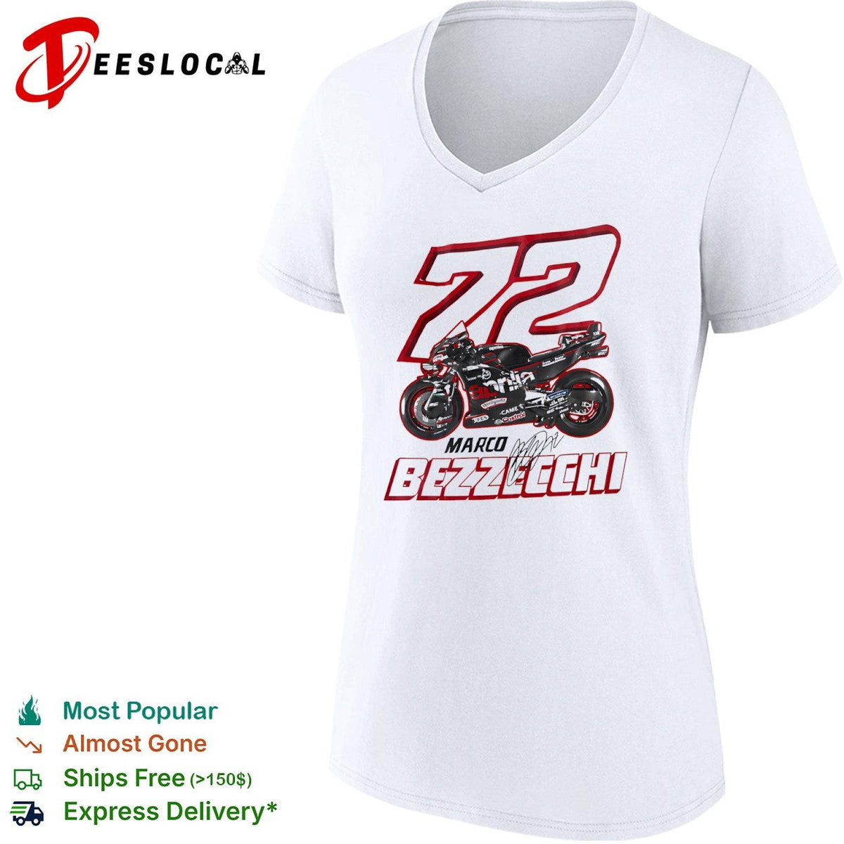 Marco Bezzecchi 72 Aprilia MotoGP Racing signature shirt Unisex