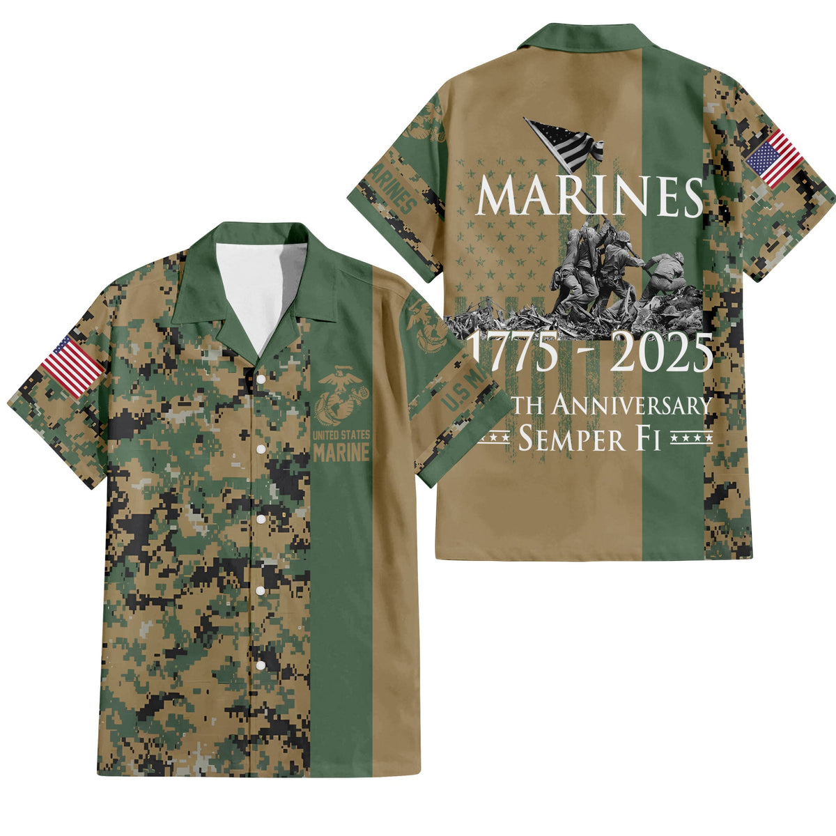 Marines 1775-2025 250th Anniversary Semper Fi T Hawaiian Shirt Unisex