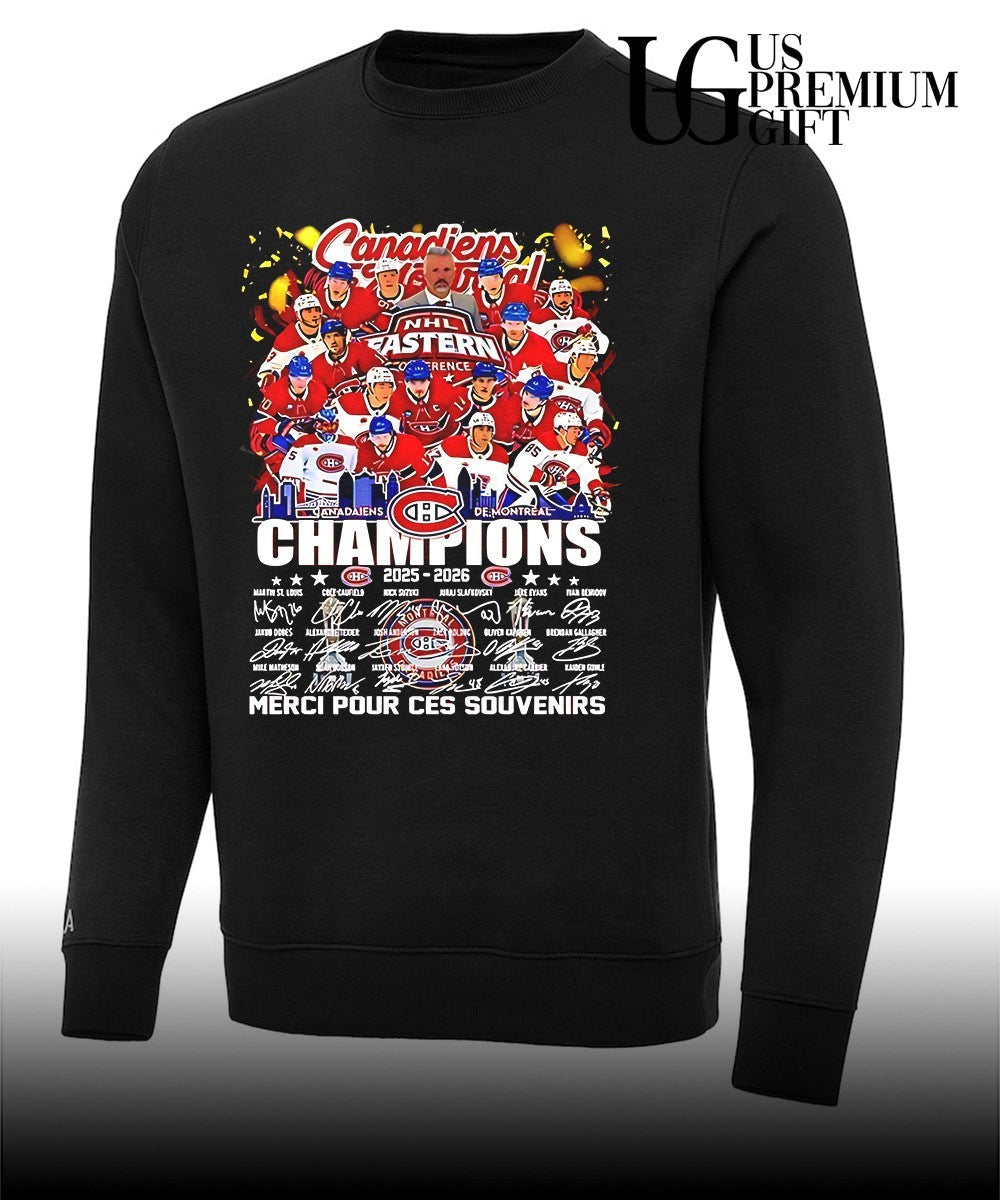 Martin St Louis Canadiens NHL Eastern Conference Champions 2025-2026 Merci Souvenirs signature shirt