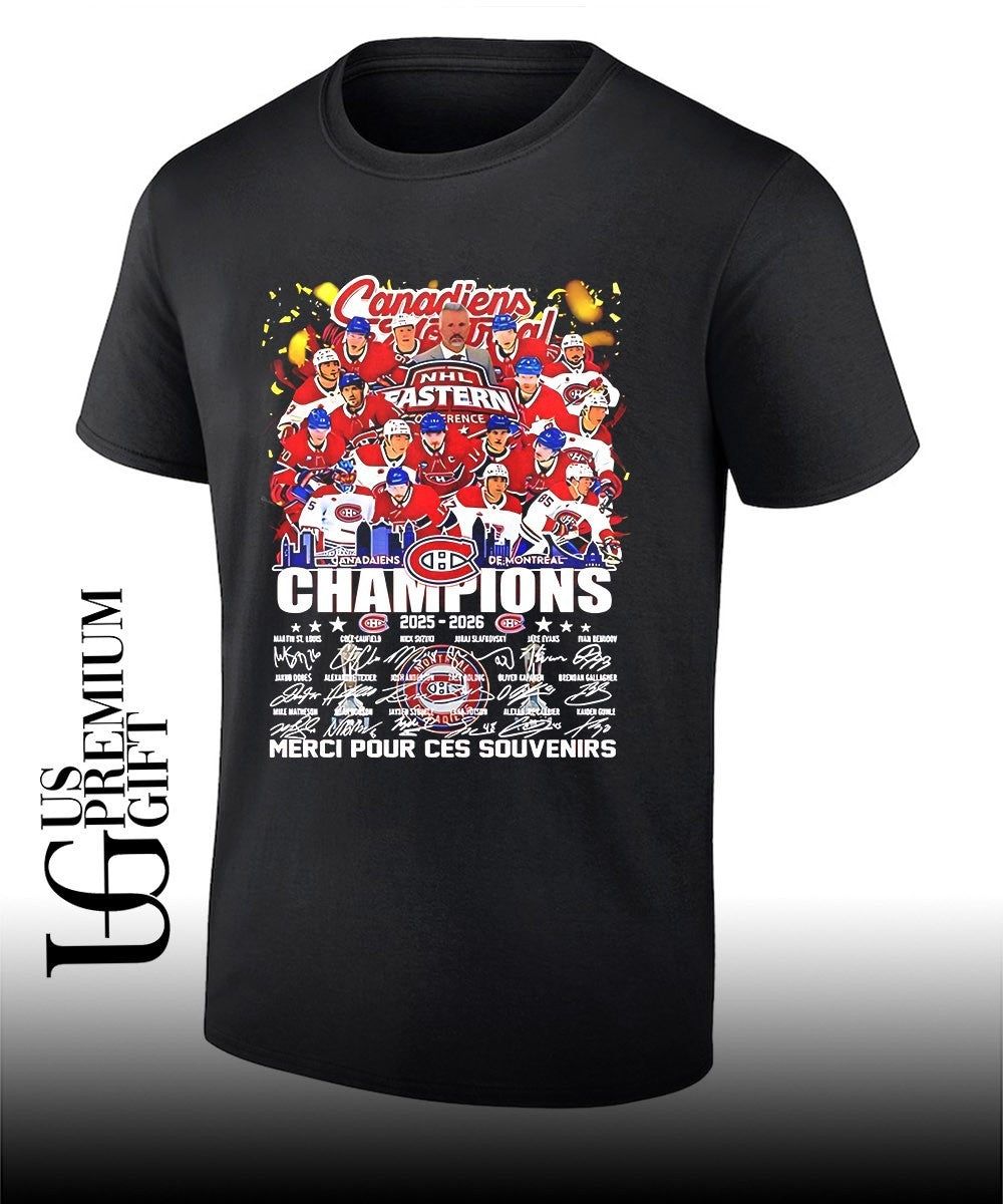 Martin St Louis Canadiens NHL Eastern Conference Champions 2025-2026 Merci Souvenirs signature shirt