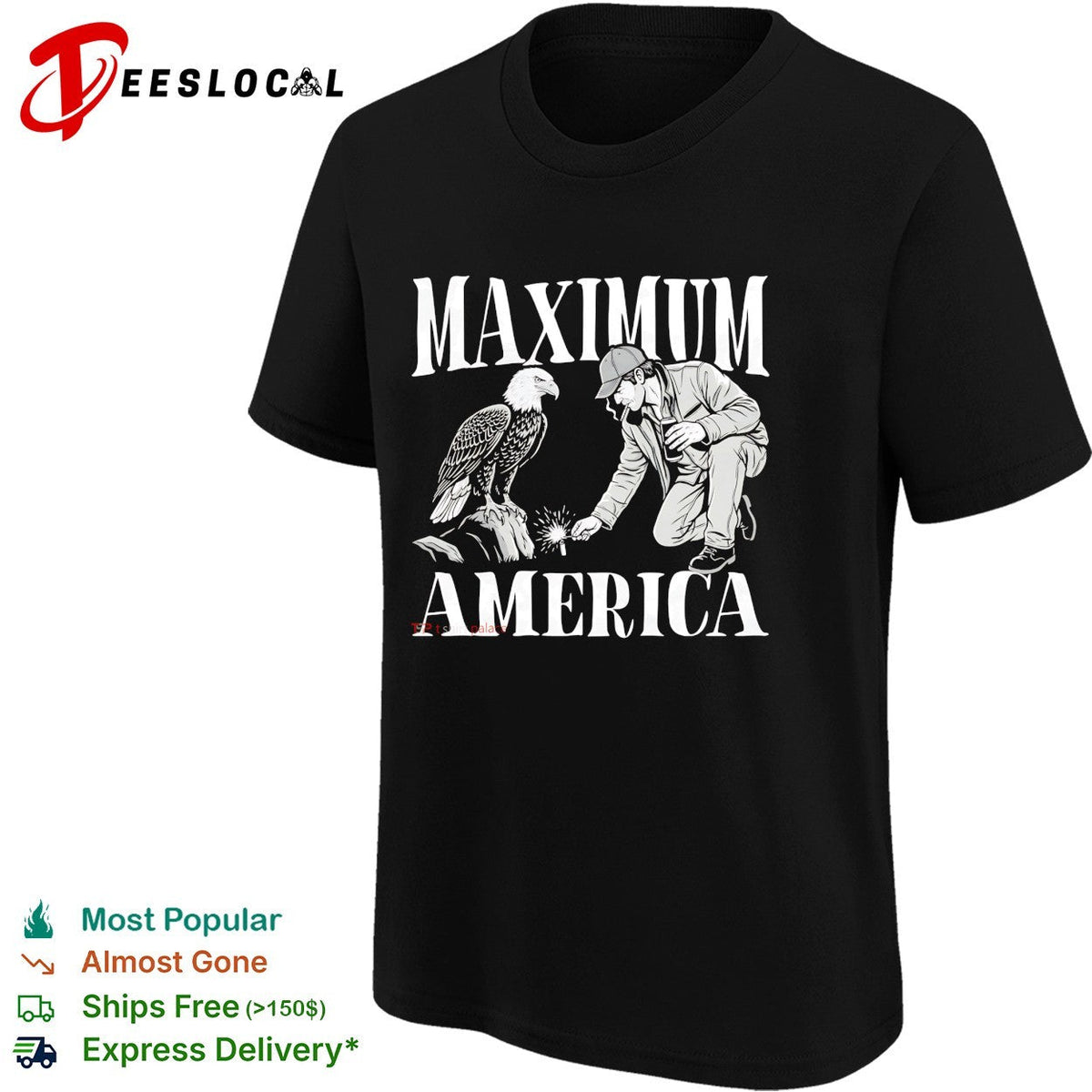 Maximum America bald eagle man lighting firecracker bold patriotic art shirt Unisex