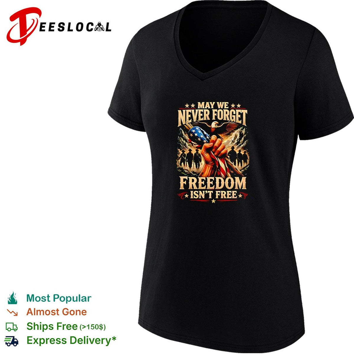 May We Never Forget Freedom Is Never Free Patriotic Veteran pride shirt Unisex