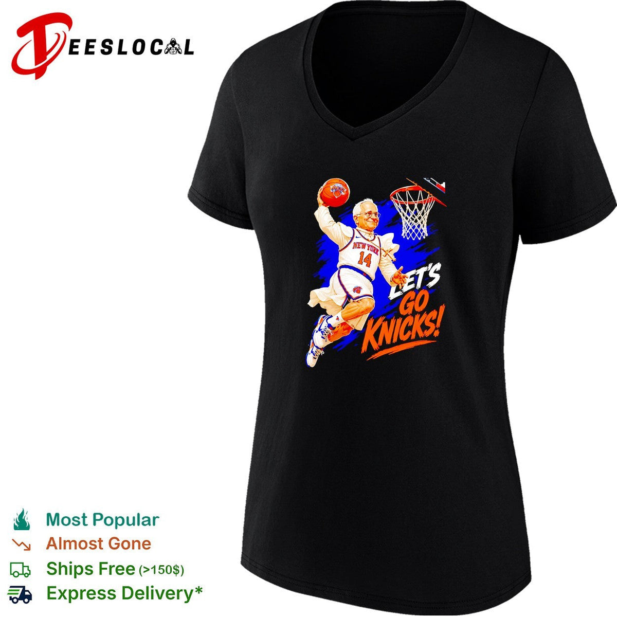 Mayor lets go Knicks number 14 dunk cartoon basketball shirt Unisex