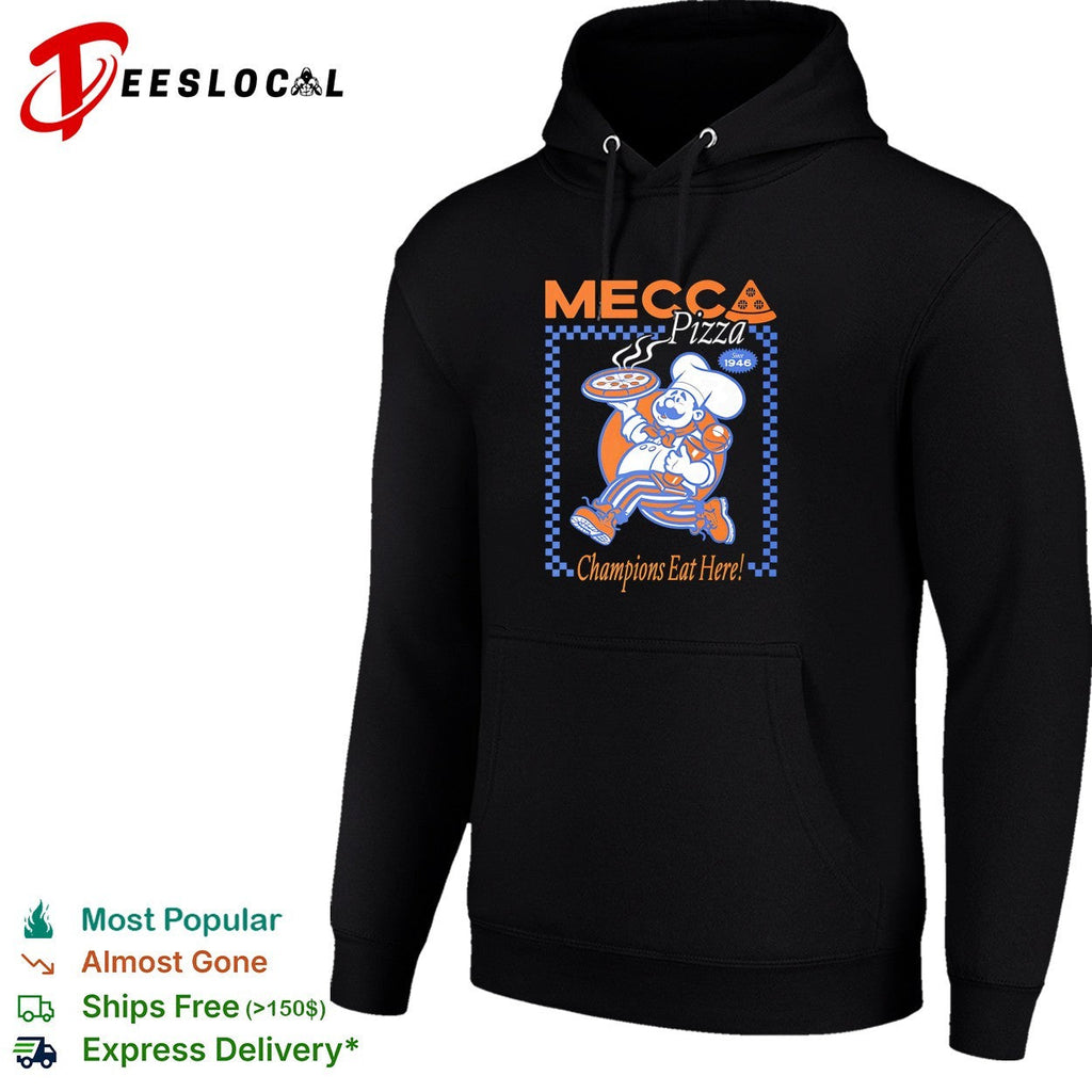 Mecca Pizza chef mascot champions eat here vintage badge shirt Unisex