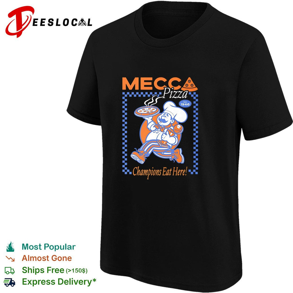 Mecca Pizza chef mascot champions eat here vintage badge shirt Unisex