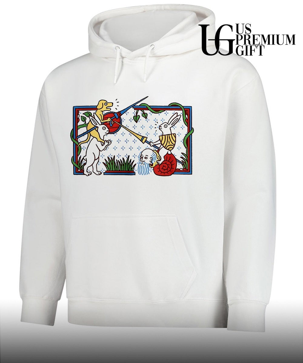 Medieval Scene Dog vs Rabbit fight shirt Unisex