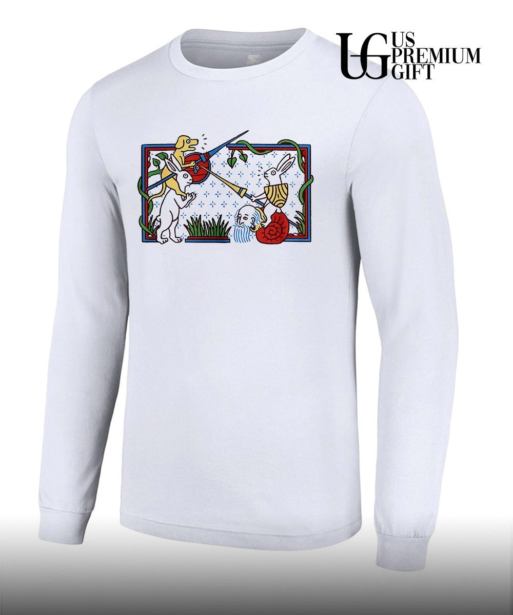 Medieval Scene Dog vs Rabbit fight shirt Unisex