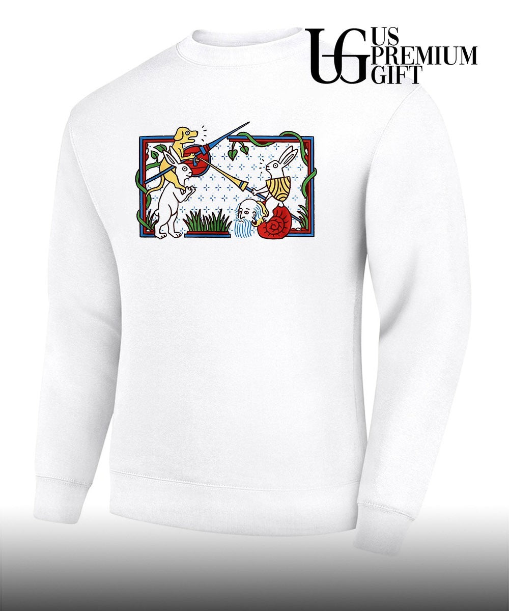 Medieval Scene Dog vs Rabbit fight shirt Unisex