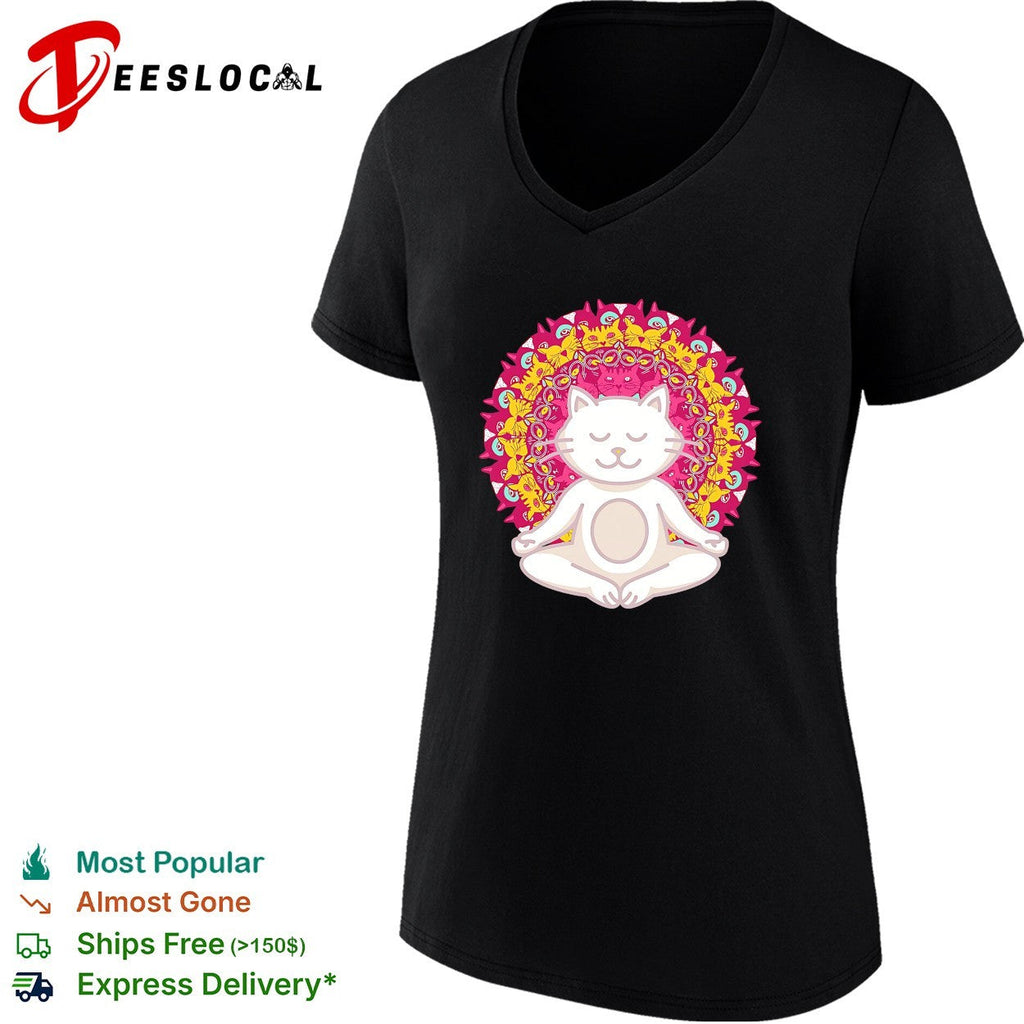 Meditation Zen Cat Mandala Yoga Peace Namaste Mindfulness Spiritual Pet Lover shirt Unisex