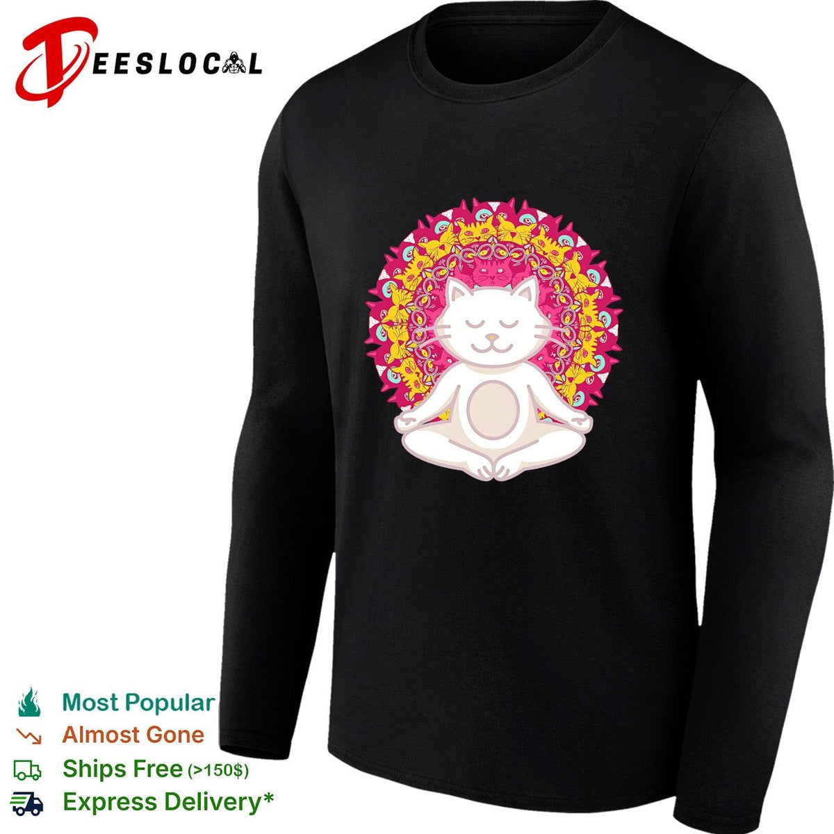 Meditation Zen Cat Mandala Yoga Peace Namaste Mindfulness Spiritual Pet Lover shirt Unisex
