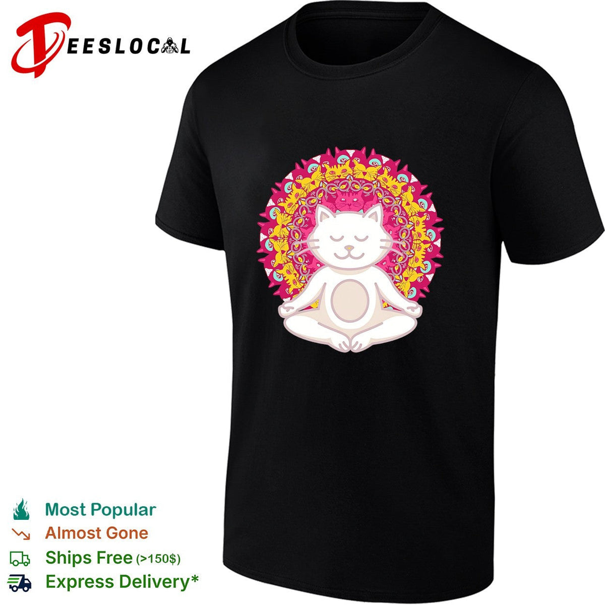 Meditation Zen Cat Mandala Yoga Peace Namaste Mindfulness Spiritual Pet Lover shirt Unisex
