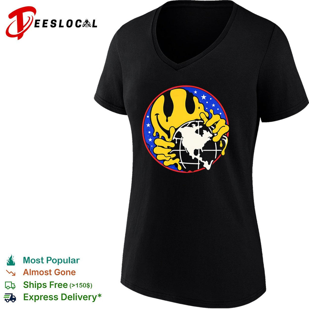 Melting Smiley Face Globe Earth Stars Space shirt Unisex