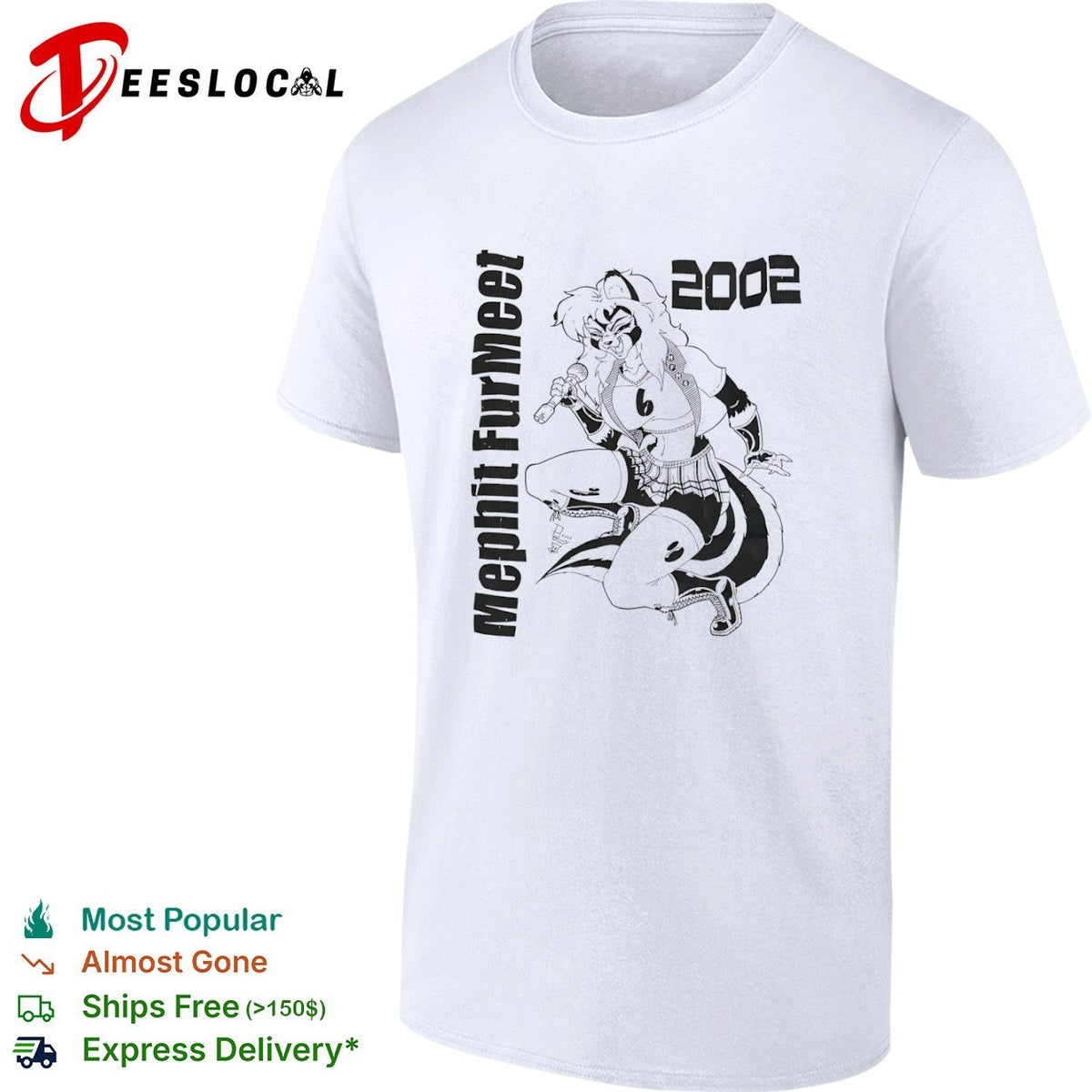 Mephit Fur Meet 2002 Skunk Character Singing Microphone Mascot Memphis Furry shirt Unisex