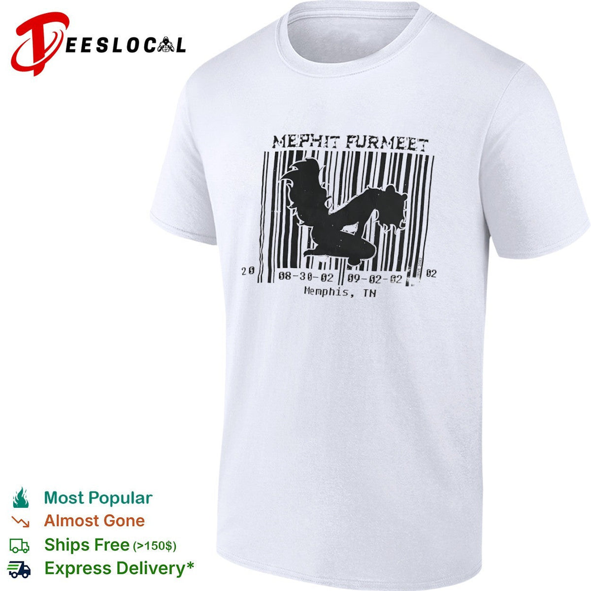 Mephit Furmeet 08 30 02 09 02 02 Memphis TN skunk silhouette barcode event shirt Unisex