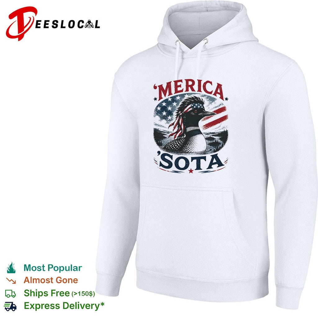 Merica Sota Minnesota Loon Patriotic Flag American Wildlife Bird shirt Unisex