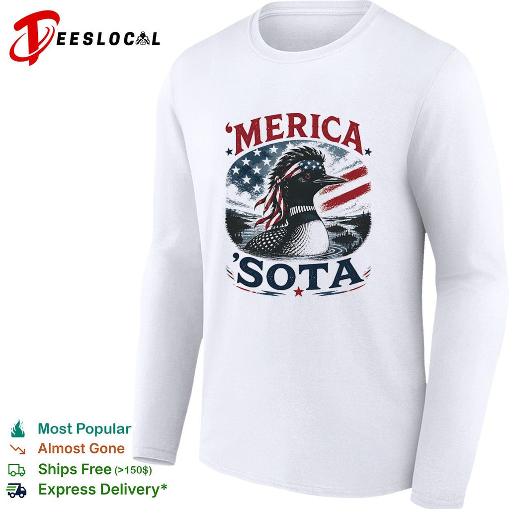 Merica Sota Minnesota Loon Patriotic Flag American Wildlife Bird shirt Unisex