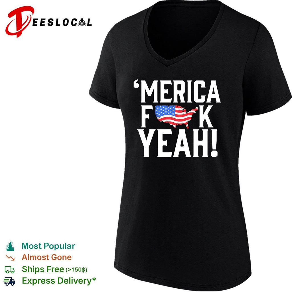 Merica censored bold USA map flag text shirt Unisex