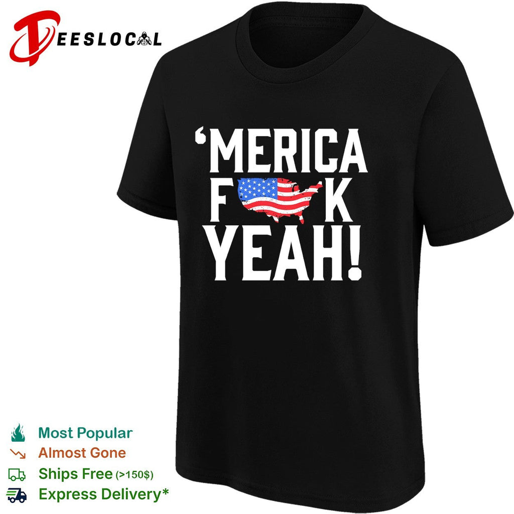 Merica censored bold USA map flag text shirt Unisex