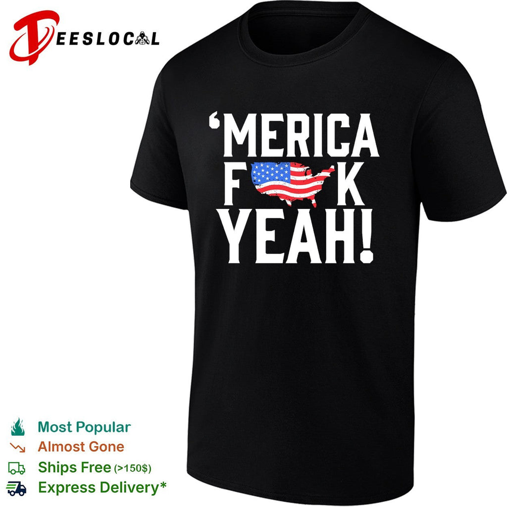 Merica censored bold USA map flag text shirt Unisex