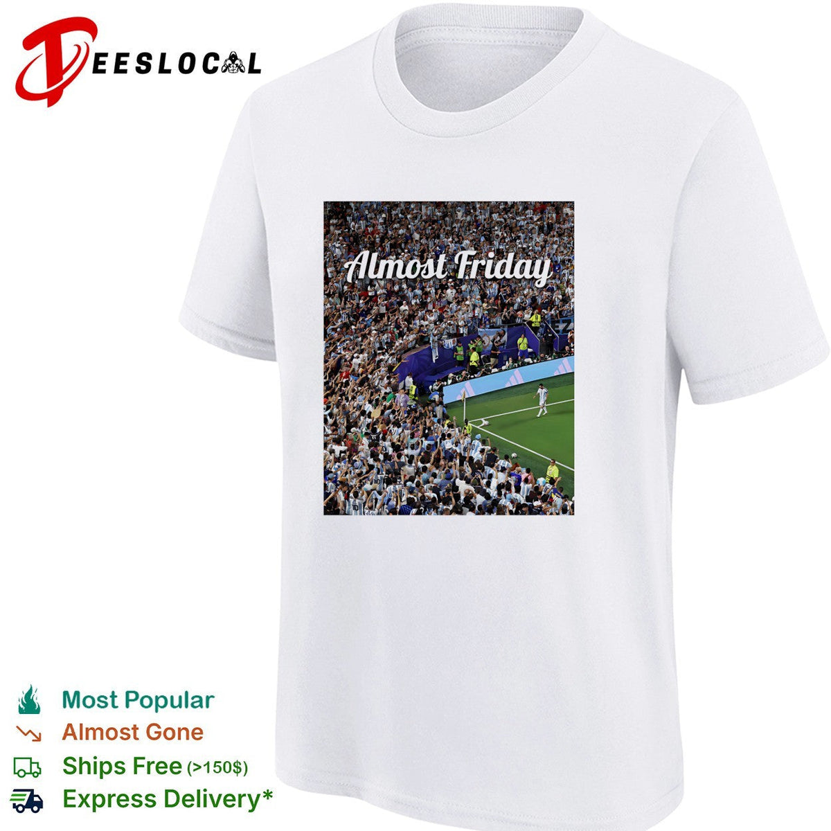 Messi Almost Friday World Cup 2026 soccer stadium crowd photo collage shirt Unisex