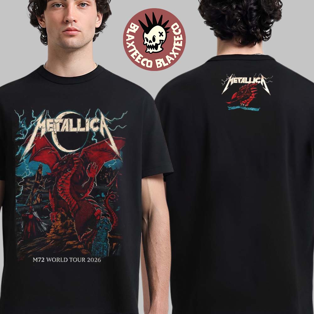 Metallica M72 Cardiff Wales 2026 Event Tee At Principality Stadium On 28 June 2026 Red Dragon Art Two Sided
