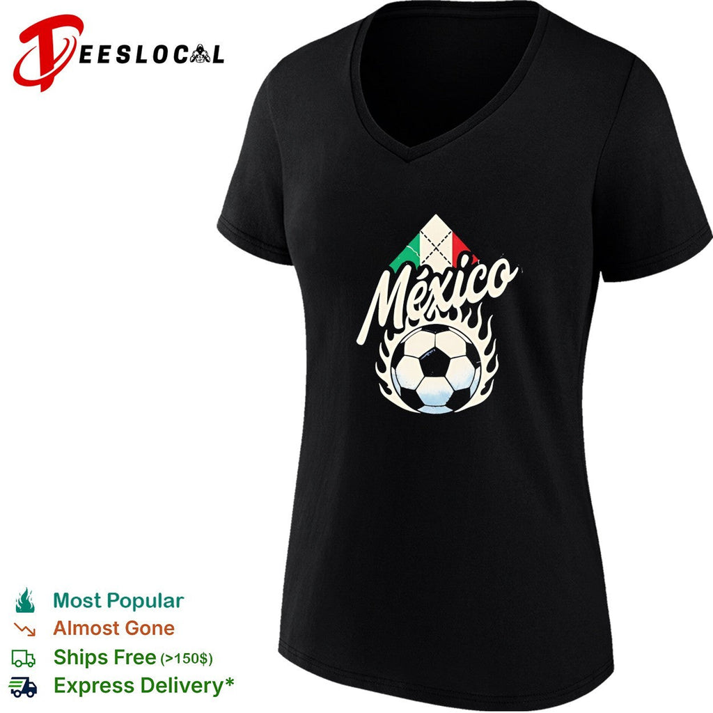Mexico soccer flaming ball flag diamond vintage dark shirt Unisex