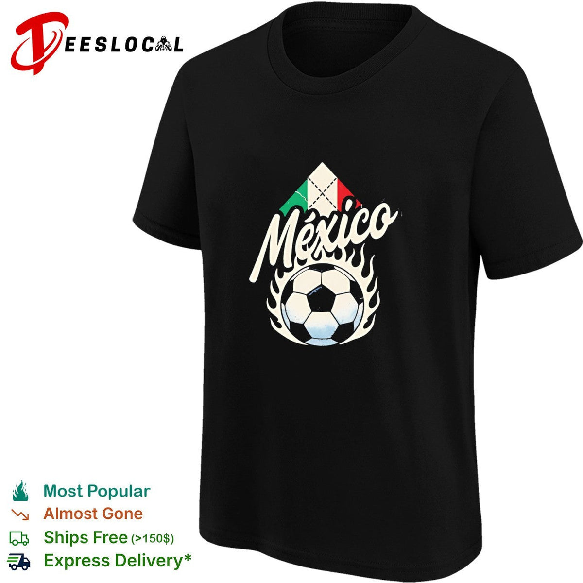 Mexico soccer flaming ball flag diamond vintage dark shirt Unisex