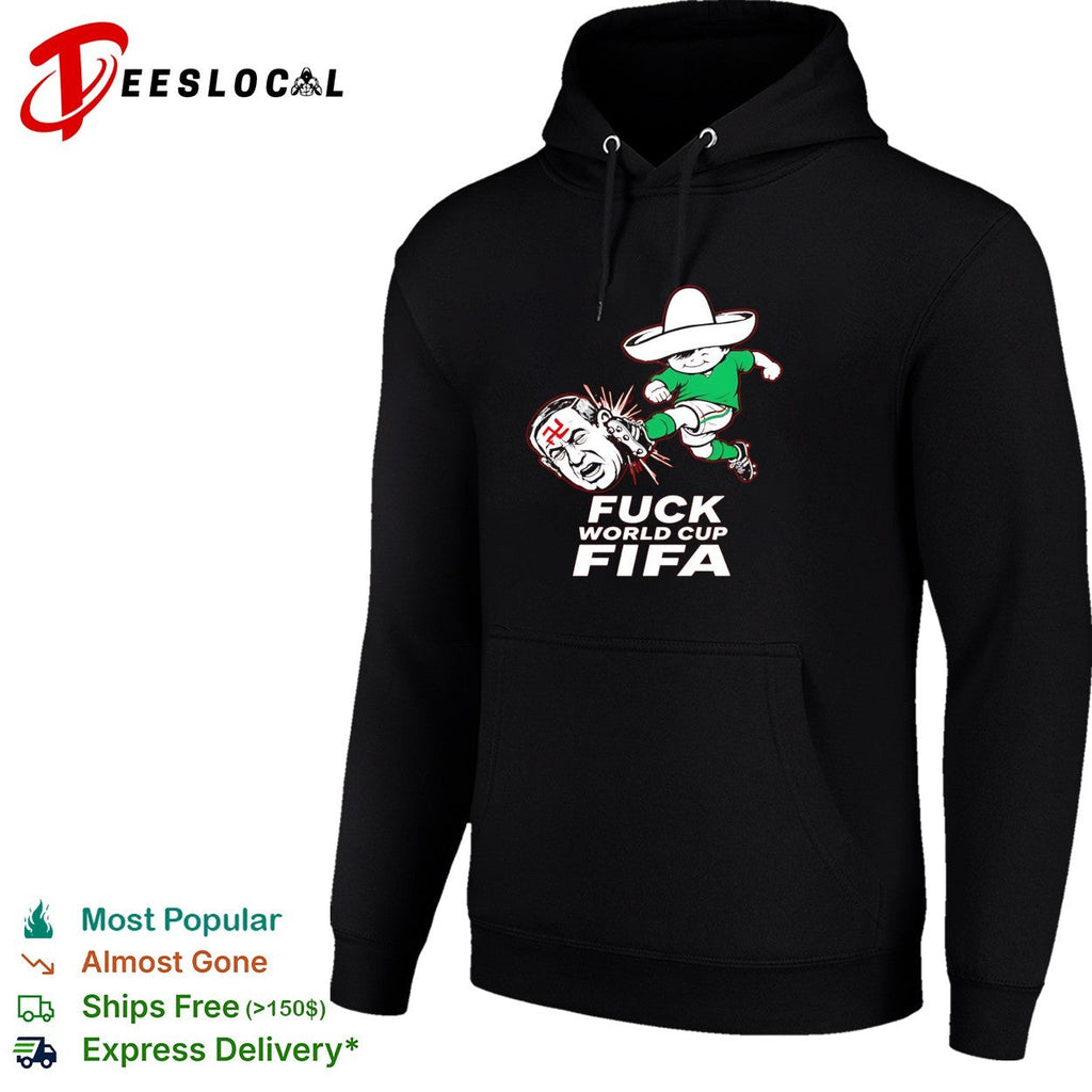 Mexico soccer mascot kicking World Cup anti-FIFA red bold shirt Unisex