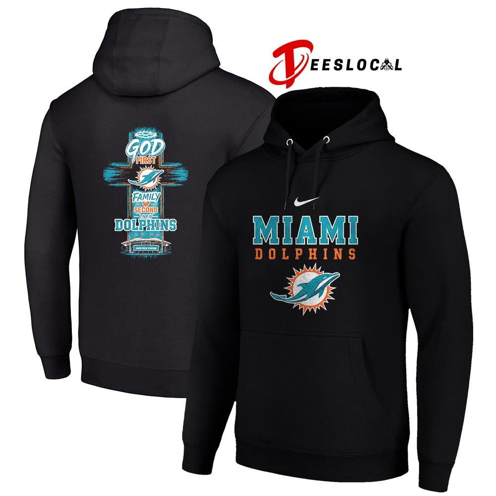 Miami Dolphins God first family second cross shirt Unisex
