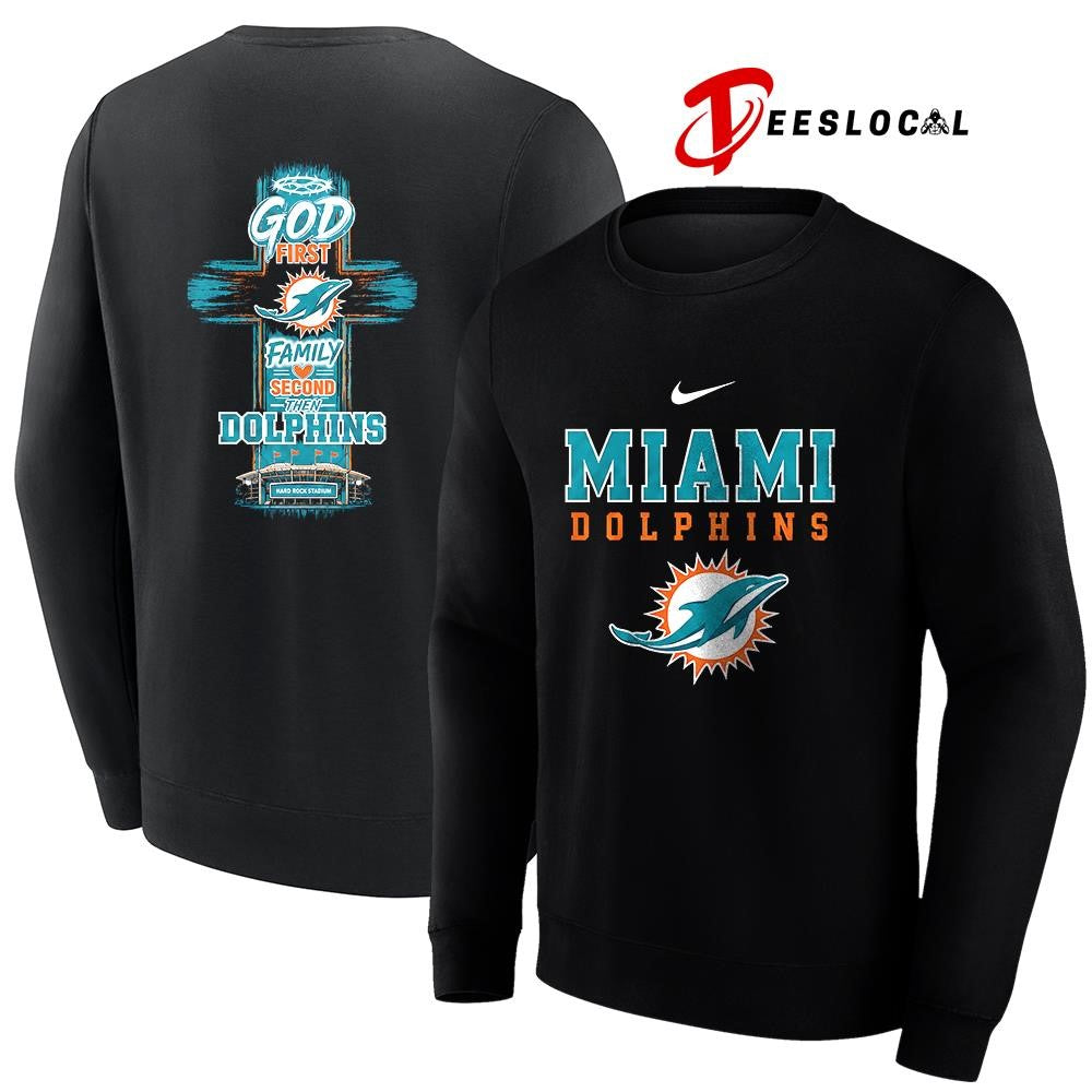 Miami Dolphins God first family second cross shirt Unisex