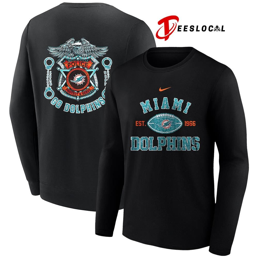 Miami Dolphins law enforcement tribute protect and serve logo shirt Unisex