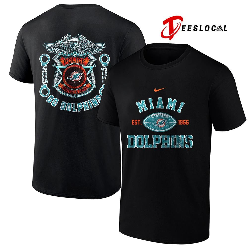 Miami Dolphins law enforcement tribute protect and serve logo shirt Unisex