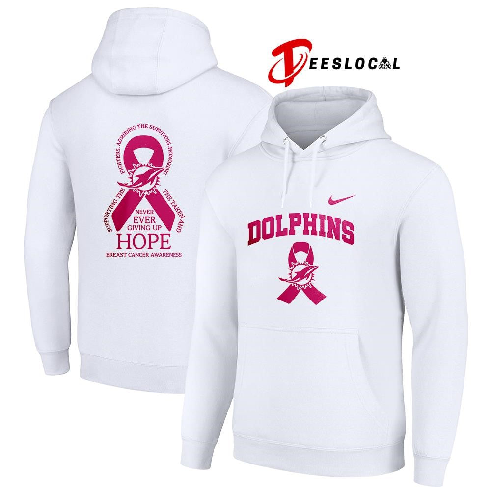 Miami Dolphins never ever giving up hope breast cancer awareness shirt Unisex