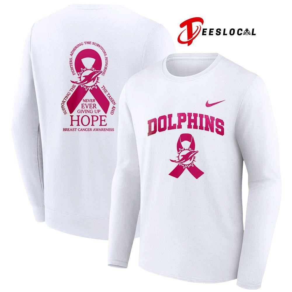 Miami Dolphins never ever giving up hope breast cancer awareness shirt Unisex