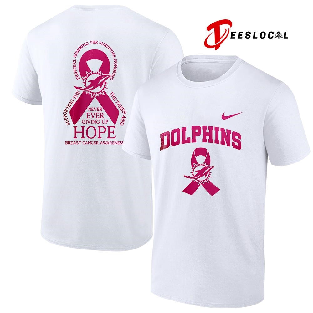 Miami Dolphins never ever giving up hope breast cancer awareness shirt Unisex