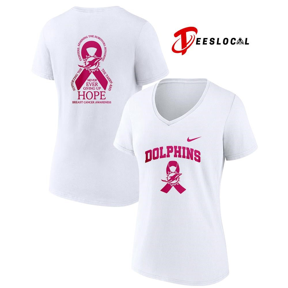 Miami Dolphins never ever giving up hope breast cancer awareness shirt Unisex