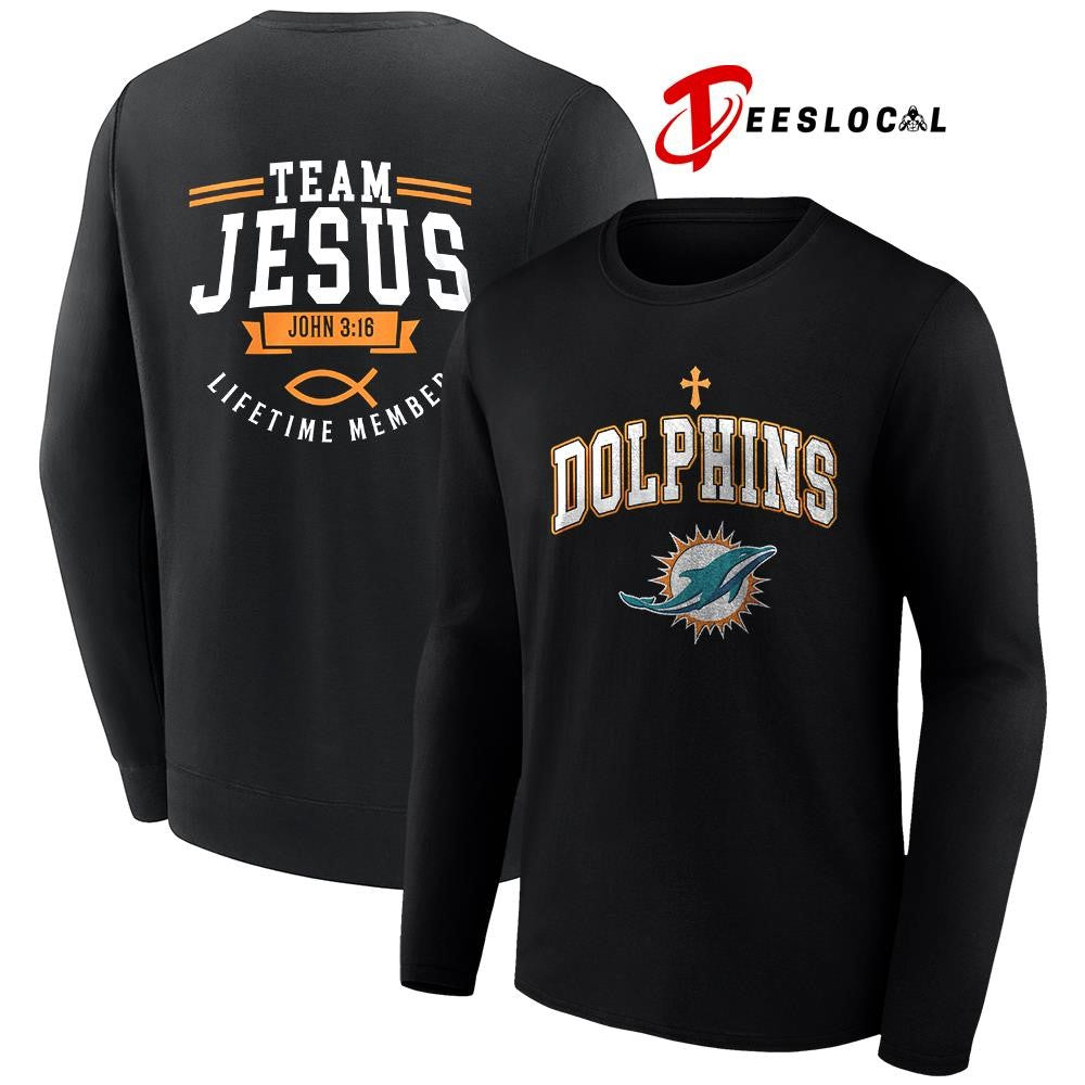 Miami Dolphins x team Jesus lifetime member John 3 16 logo shirt Unisex