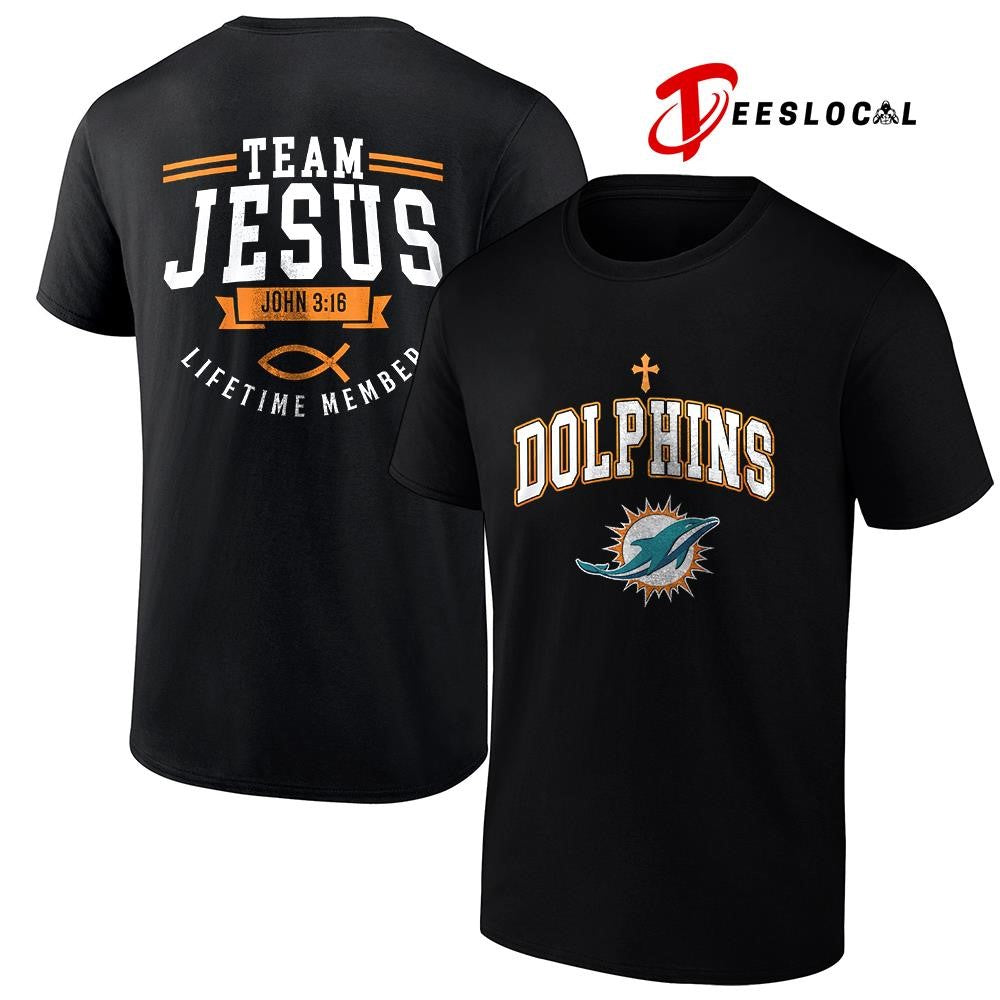 Miami Dolphins x team Jesus lifetime member John 3 16 logo shirt Unisex